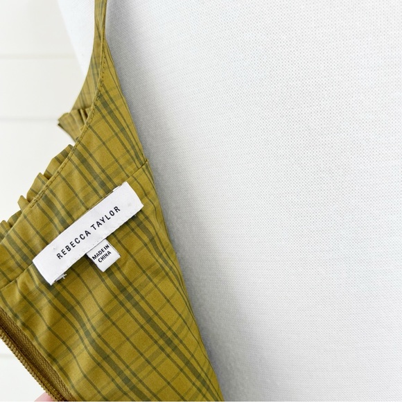 Rebecca Taylor Green Mini Plaid Smocked Dress 10 Bubble Hem - Picture 5 of 6
